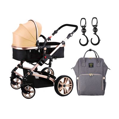 Teknum 3 in 1 Pram stroller - Khaki + Sunveno Diaper Bags Grey + Hooks